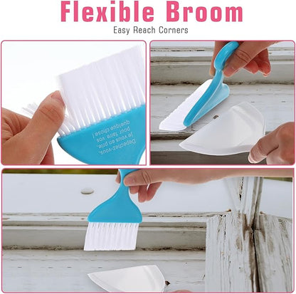 3 Pcs Mini Broom and Dustpan Set, Compact Cleaning Sweep, Mini Broom and Brush Set for Table Desk Car Keyboard Countertop