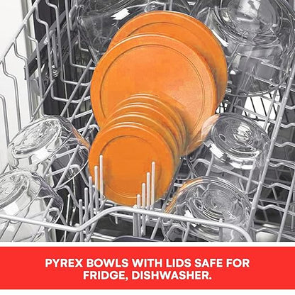 Wood Grip - Lids for Pyrex and Anchor Round Glass Containers - Lids for Pyrex Glass Containers - Replacement Lids (Red, 2 Cups, 4 Pack)