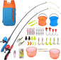 Urban Deco Kids Fishing Pole Kit 2 Pack, Portable Telescopic Kids Fishing Rod with Tackle Box, 2 Fishing Net and 2 Bucket for Beginners, Boys,Girls,Youth