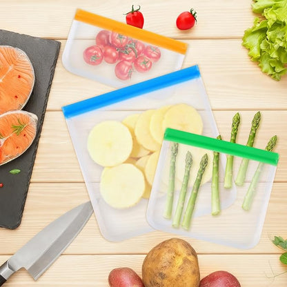 10 Pack Reusable Sandwich Bags, Dishwasher Safe Food Storage Bags, Leakproof Freezer Bags for Marinate Meats, Travel, Lunch, 2 Gallon 3 Sandwich 5 Snack