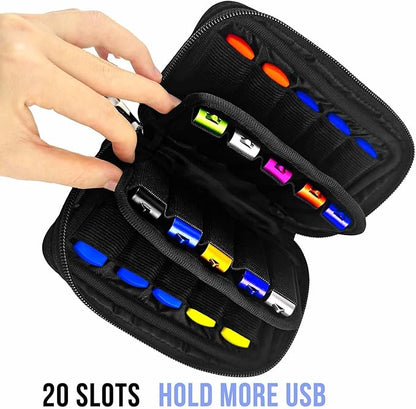 Flash Drive Case 20 Slots USB Storage Case JBOS USB Holder Storage Bag for USB Flash Drive Electronic Accessories Organizer for USB Flash Drive, USB Case, Thumb Drive Caes, Jump Drive Case