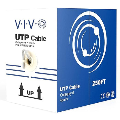 VIVO Gray 250ft Bulk Cat6, CCA Ethernet Cable, 23 AWG, UTP Pull Box, Cat-6 Wire, Indoor, Network Installations CABLE-V015