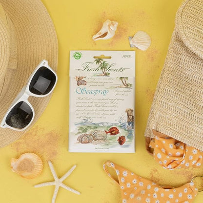 Willowbrook | Fresh Scents Scented Sachet Packet | Seaspray | Air Freshener Bags for Drawers, Closets, Cars | 6 Pack | Long Lasting Home Fragrance