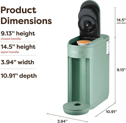 Keurig K-Mini Mate Single Serve Coffee Maker – Ultra-Compact 4” Width, Travel Mug Friendly, Ideal Holiday Gift for Small Spaces, Glamping Green