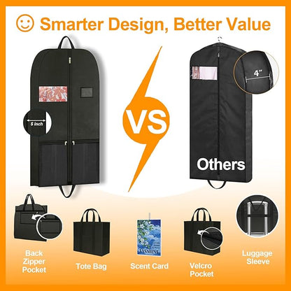 Large Heavy Duty Garment Bags for Hanging Clothes, Clothing Storage with Zippered Breathable Design, Travel Garment Bags for Long Garment Storage, Hanging Garment Bags for Travel and Closet 54 inches