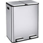 16 Gal (2 x 30 L) Dual Trash Can, Stainless Steel Kitchen Garbage Bin, Recycle Dustbin with Odor Control Box, Soft-Close Lid, Inner Buckets, Side Handle, Step Pedal, for Home Office
