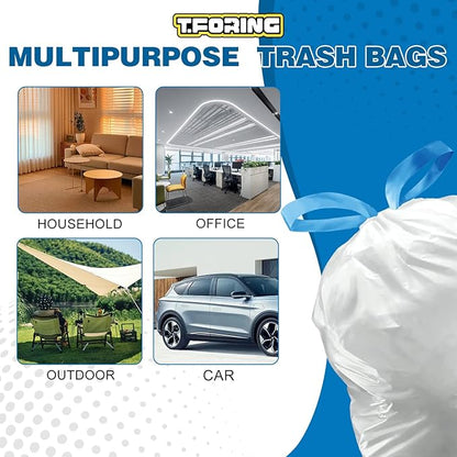 1.6 Gallon Mini Trash Bags Drawstring - 120 Count Strong Small Garbage Bags Unscented,White Trash Can Liners Strong Little Waste Basket Bags 6 Liter for Home Bathroom Office Car