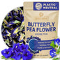 BREWIX, Butterfly Pea Flower Herbal Tea Loose Leaf (40+ Cups,1.41oz/40g) | Caffeine Free | Premium Dried Butterfly Pea Flowers For Blue & Purple Drinks, Food Coloring