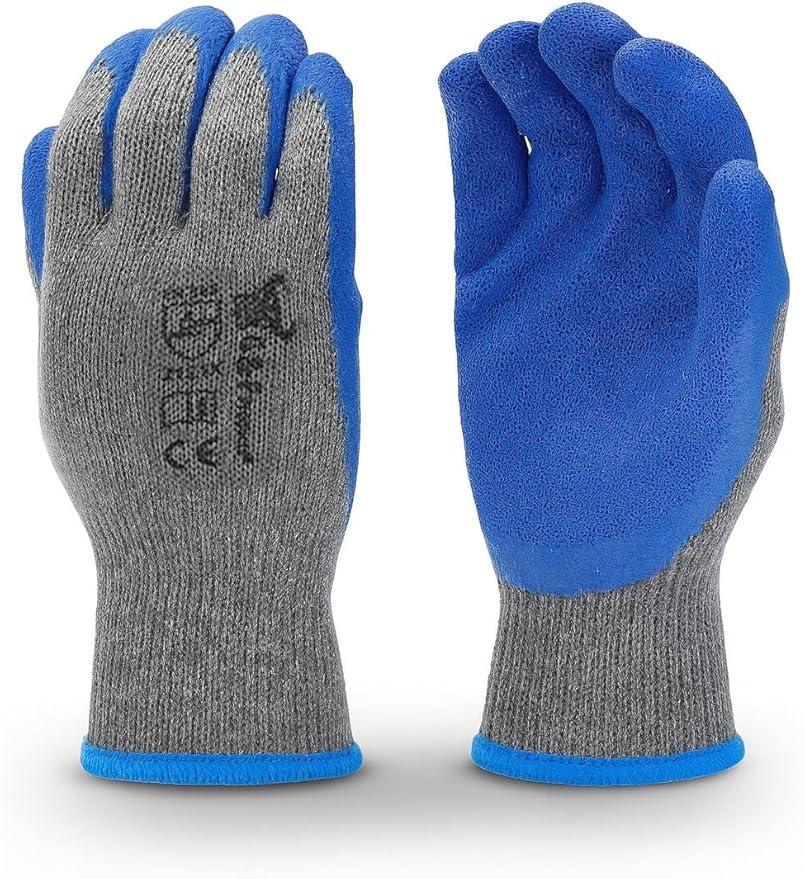 G & F Products - 3100L-DZ-Parent 12 Pairs Large Rubber Latex Double Coated Work Gloves for Construction, gardening gloves, heavy duty Cotton Blend Blue