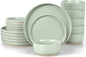 LIANYU Plates and Bowls Sets, 18 Piece Modern Speckled Dinnerware Set, China Dinnerware Dishes, Service for 6, Scratch Resistant & Dishwasher Safe, Fog Green