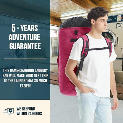 Laundry Bag Extra Large 115L，Laundry Backpack with Shoulder Straps，Sturdy Travel Laundry Bags with 4 Pockets，Laundry Backpack Heavy Duty，Clothes Hamper Bag XXL，College Dorm Essentials