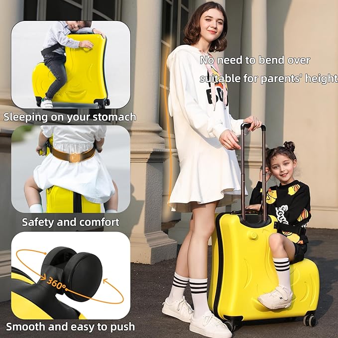AOWEILA All-in-One Baby Travel Carrier & Ride-On Suitcase – Stroller Replacement with Safe Harness & Easy Pull Handle