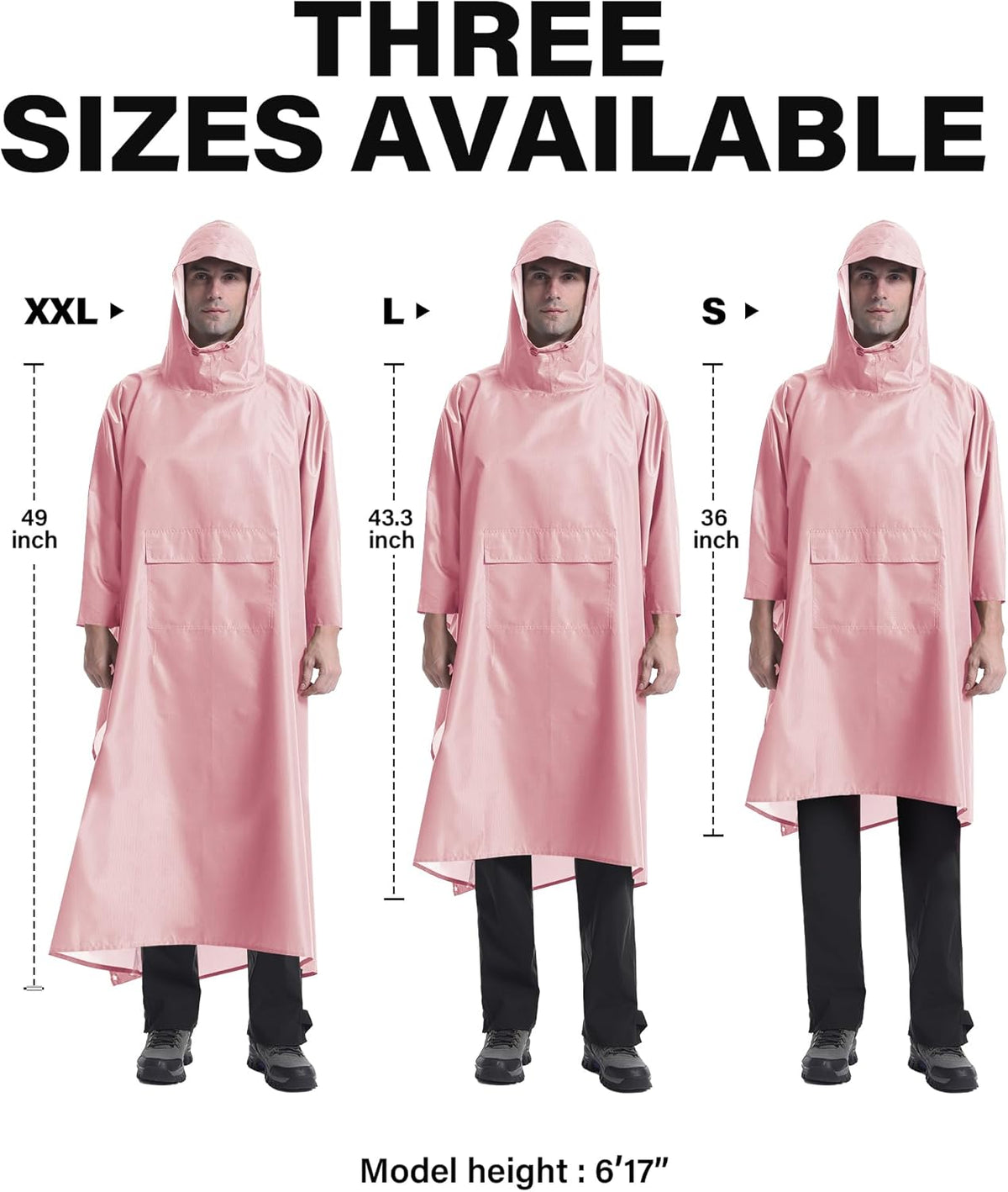 iCreek Hooded Rain Poncho with Pocket Waterproof Lightweight Unisex Raincoat Jacket for Hiking, Camping, Outdoor