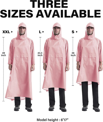 iCreek Hooded Rain Poncho with Pocket Waterproof Lightweight Unisex Raincoat Jacket for Hiking, Camping, Outdoor
