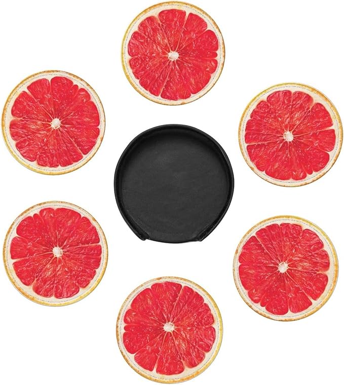 6 Pack Pink Grapefruit Slice Coaster