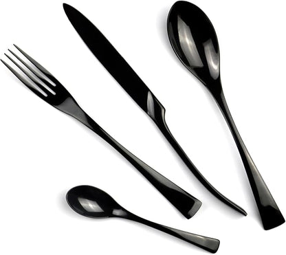 5-Piece 18/10 Stainless Steel Flatware Set Mirror Polishing Black, Serive for 1