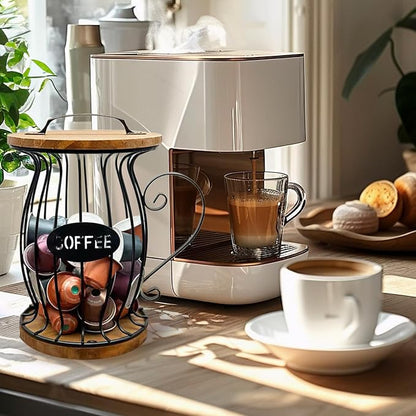 Coffee Pods Holder Organizer, Large Capacity Nespresso Storage and Organization Creamer Container Basket for Kitchen Counter Countertop Office Kpop Desktop Stand organizador de cafe (with Lid)