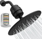 SparkPod Luxury Filtered Shower Head Set 23 Stage Shower Filter - Reduces Chlorine and Heavy Metals - High Pressure Showerhead Filter (9.5" Round, Midnight Black Matte)