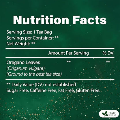 FreshDrinkUS, Oregano Leaf Tea | 135 Tea Bags – Pure Herbal Infusion from Origanum vulgare - Naturally Bold & Aromatic Flavor - Premium Quality, Sustainably Sourced. Vegan