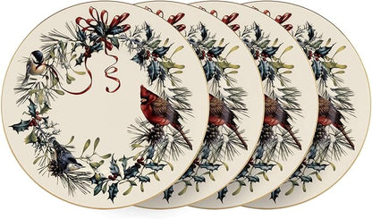 Lenox 897093 Winter Greetings Dinnerware Salad Plates, Set of 4, Red & Green, Christmas, Holiday Hosting