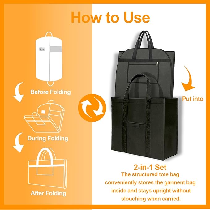 Large Heavy Duty Garment Bags for Hanging Clothes, Clothing Storage with Zippered Breathable Design, Travel Garment Bags for Long Garment Storage, Hanging Garment Bags for Travel and Closet 54 inches