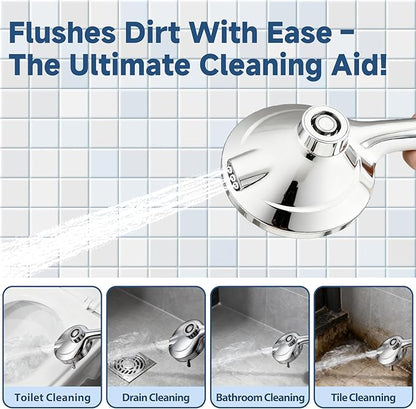 Filtered Handheld Shower Head with Chlorine Filter - 10 High Pressure Spray Modes, Magnetic Mount, 71-Inch Hose, Water Saving & Easy Install (All Chrome)