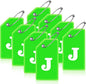 8 Pcs Luggage Tags for Suitcases, 26 Initial Letter Travel Luggage Baggage Identification Labels ID Tags Fully Bendable Tags with Stainless Steel Loop (Letter J, Green)