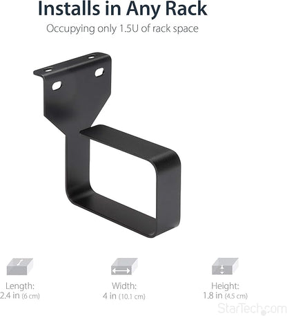 StarTech.com 2.4 x 3.9in Vertical Cable Management D Ring - 1.5U Metal D-Ring Hooks - Wire Organizer for 2 or 4-Post Network/Server Racks (CMHOOKMW) Black