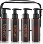 Travel Bottles Plastic Pump Bottle Dispenser TSA Approved 3.4oz/100ml 4 Pack Travel Refillable Shampoo and Conditioner Bottles Empty Travel Size Bottles for Cosmetic, Lotion, Liquid Soap (Brown)