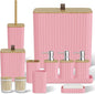 Bathroom Accessory Set - Pink Bathroom Set, 12PC Bathroom Accessories Set, Pink Bathroom Accessories Set, Mini Trash Can, Toilet Brush, Trash Can & Soap Dispenser