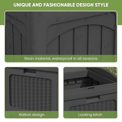 Patiowell 36 Gallon Outdoor Trash Can, Resin Outdoor Garbage Can with Lid for Patio, Backyard, Deck, Black