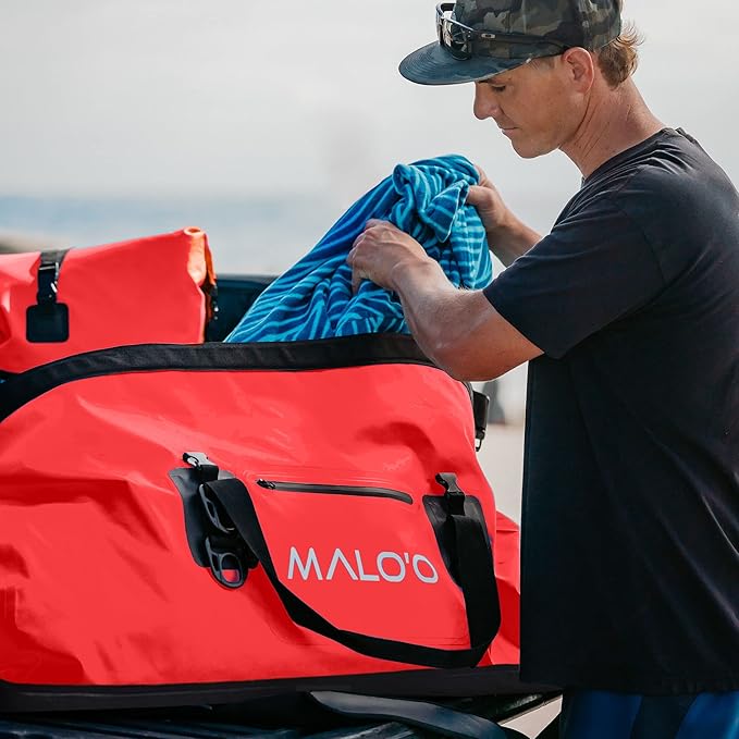 Malo'o Waterproof Dry Bag Duffel 40L/60L/100L, Roll Top Duffel Keeps Gear Dry for Kayaking, Rafting, Boating, Swimming, Camping, Hiking, Beach, Fishing - Internal & External Pockets and Molle Loops