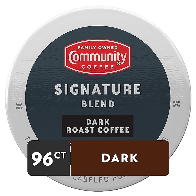 Community Coffee Signature Blend 96 Count Coffee Pods, Dark Roast, Compatible with Keurig 2.0 K-cup Brewers, 24 Count (Pack of 4)