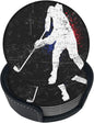 6 Pcs Vintage Ice Hockey Player Leather Coasters
