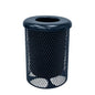 COATEDOUTDOORFURNITURE RFT-DBL Heavy Duty 32 Gallon Round Trash Receptacle, Liner Included, Dark Blue with Flat Top, Made in America