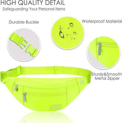 MAXTOP Large Crossbody Fanny Pack with 4-Zipper Pockets,Gifts for Enjoy Sports Festival Workout Traveling Running Casual Hands-Free Wallets Waist Pack Phone Bag Carrying All Phones