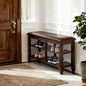 PY HOME & SPORTS Shoe Rack for Entryway 23.6": 2-Tier Shoe Storage Bench, Adjustable/Removable Shelves, Rubberwood Shoe Benches for Hallway, Porch, Bathroom, Brown