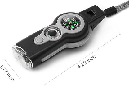 Emergency Survival Function Whistle, Outdoor Multifunctional Tool Safety Whistle with Lanyard, Ideal for Kayaking, Boating, Hiking, Camping, Climbing, Hunting, Fishing, Rescue Signaling