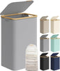 SONGMICS Laundry Hamper with Lid, Large Laundry Basket, 23.8 Gallons (90L), Removable Mesh Liner, Bamboo Handles, Collapsible, 16.5 x 12.6 x 27.8 Inches, Dove Gray ULCB509G01