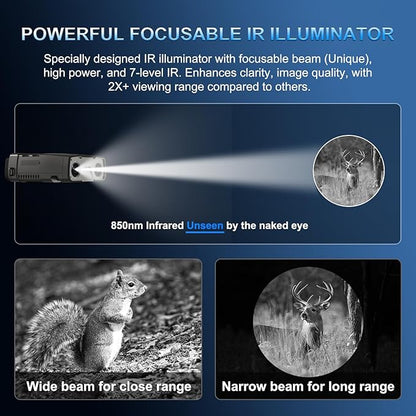 Night Vision Goggles, True 4K Night Vision Binoculars, Built-in Powerful Focusable IR, 6000mAh Rechargeable Battery, Super Large Display, Long Viewing Range, Free 64GB Card (Silver 4k Pro)