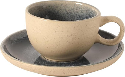 Gibson Elite Manila Bay 8-Piece Stoneware 5 oz Cup and Saucer Set, Reactive