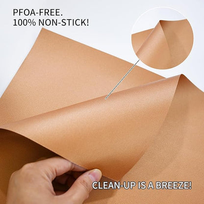 Renook Grill Mats for Outdoor Grill, Set of 6 Copper Grill Mat, Non-Stick and Reusable BBQ Copper Sheets for Gas Grilling Charcoal Electric Barbecue Cooking Accessories, PFOA Free, 15.75 X 13in