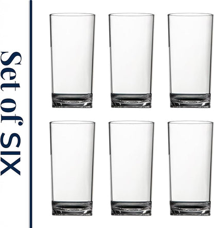 US Acrylic Classic Clear Plastic Reusable Drinking Glasses (Set of 6) 16oz Water Cups | BPA-Free Tumblers, Made in USA | Top-Rack Dishwasher Safe