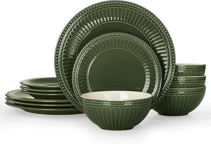 Famiware Ceramic Plates and Bowls Sets, Chip & Scratch Resistant, Microwave &