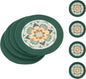 SHACOS 8 Inches Trivets for Hot Dishes, 4 Pieces Cotton and Felt Floral Trivets Mats for Kitchen, Hot Pads for Countertops and Table, Heat-Resistant Pot Holders for Hot Pots and Pans, Dark Green