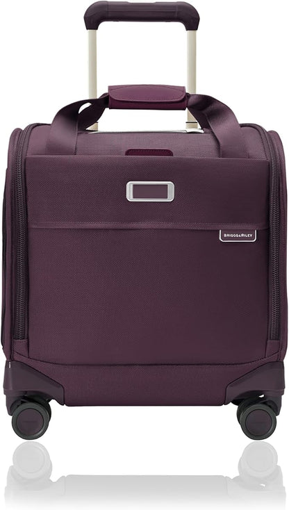 Briggs & Riley Cabin Spinner - Carry On Luggage for Travel, Suitcases with Wheels, Softside Rolling Bag for Men & Women, Fits Under Plane Seat, Interlocking Handle - Baseline Collection, Plum