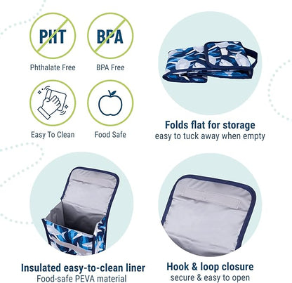 Wildkin Kids Insulated Lunch Bag – Reusable, Ideal for Hot/Cold Snacks, School & Travel - Sharks