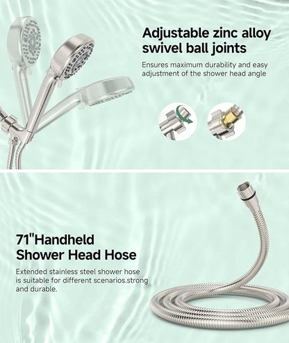 SunCleanse Filtered Shower Head with Handheld,9-Spray Setting Detachable Shower Head with 4 Filters for Hard Water - Filter Chlorine, Improve Skin and Hair Texture (4 Filters, Brushed Nickel)