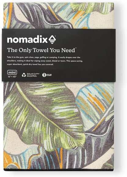 Nomadix Mini Towel - Perfect for Beach, Pool, Travel, Camping, Yoga - Made with Recycled Materials - Super Absorbent - Sand Resistant - Banana Leaf Green - 16x40
