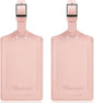 Travelambo Luggage Tags for Suitcases Faux Leather Privacy Protection 2 Pack Bag Tags Travel Accessories Essential, Lotus Pink